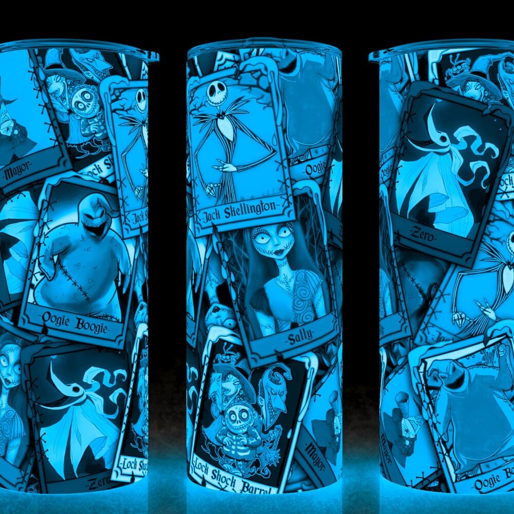 Glow in the Dark Nightmare Before Christmas Tarot Cards Cup Mug Tumbler 20oz